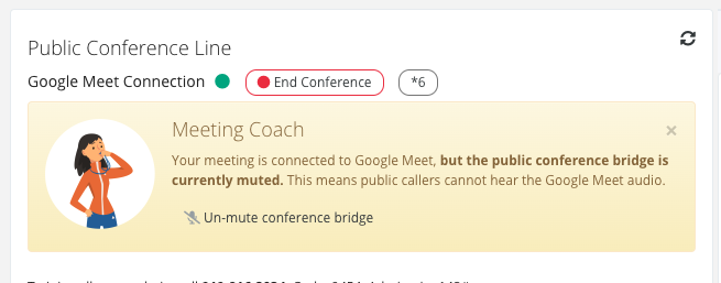 The conference bridge is muted - click here to un-mute it.